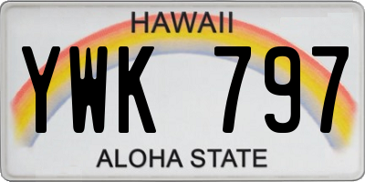 HI license plate YWK797