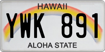HI license plate YWK891