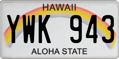 HI license plate YWK943