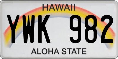 HI license plate YWK982