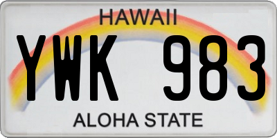 HI license plate YWK983