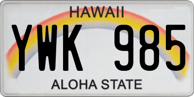 HI license plate YWK985