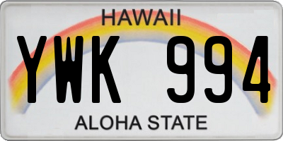 HI license plate YWK994