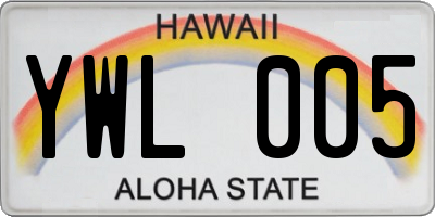 HI license plate YWL005