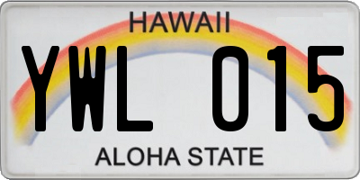 HI license plate YWL015