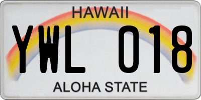 HI license plate YWL018