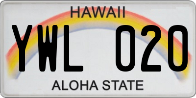 HI license plate YWL020