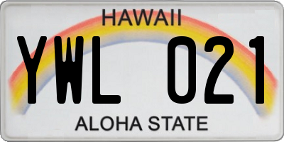 HI license plate YWL021