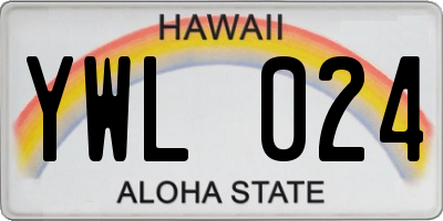 HI license plate YWL024