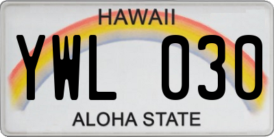 HI license plate YWL030