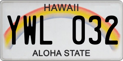 HI license plate YWL032