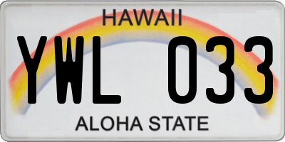 HI license plate YWL033
