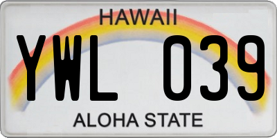 HI license plate YWL039