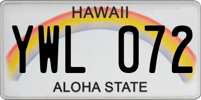 HI license plate YWL072