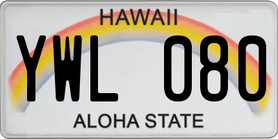 HI license plate YWL080