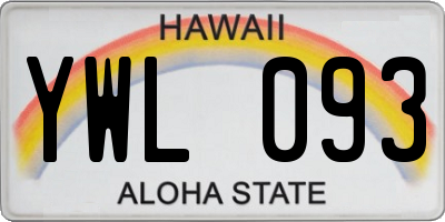HI license plate YWL093