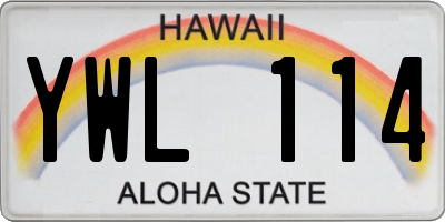 HI license plate YWL114