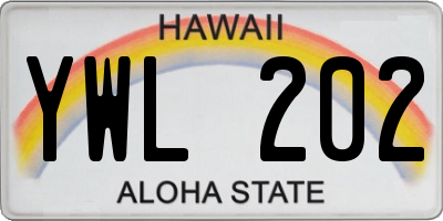 HI license plate YWL202