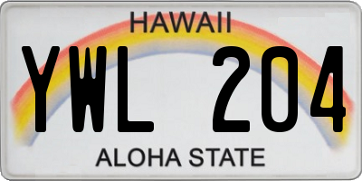 HI license plate YWL204