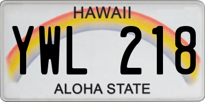 HI license plate YWL218