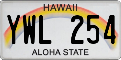 HI license plate YWL254