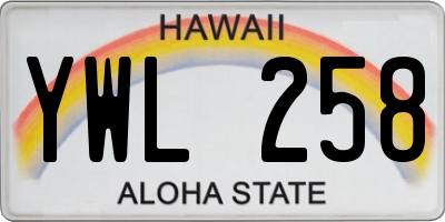 HI license plate YWL258