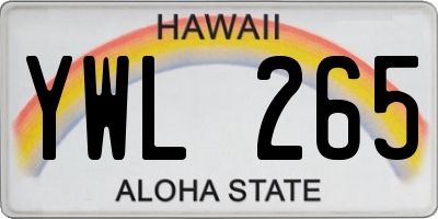 HI license plate YWL265