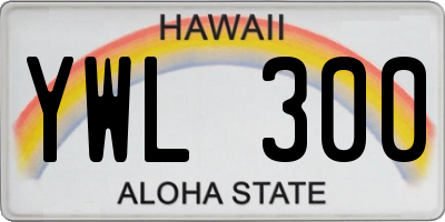 HI license plate YWL300