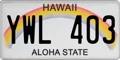 HI license plate YWL403