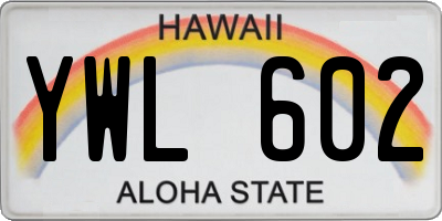 HI license plate YWL602