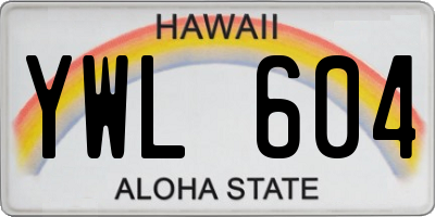 HI license plate YWL604