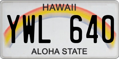 HI license plate YWL640
