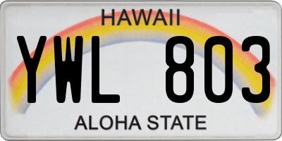 HI license plate YWL803
