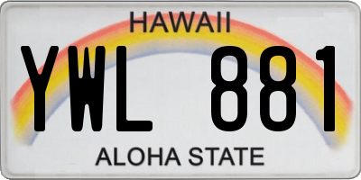 HI license plate YWL881