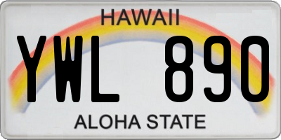 HI license plate YWL890
