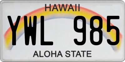 HI license plate YWL985