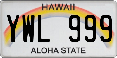 HI license plate YWL999