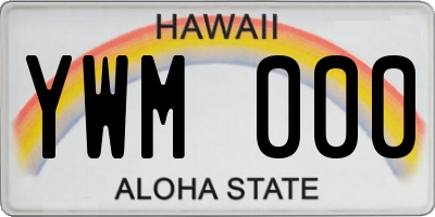 HI license plate YWM000