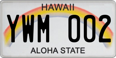 HI license plate YWM002