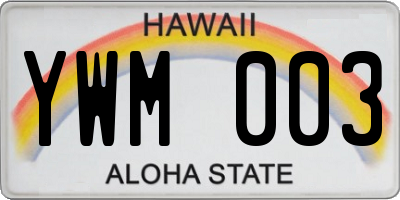 HI license plate YWM003