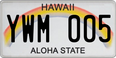 HI license plate YWM005