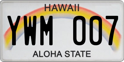 HI license plate YWM007