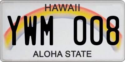 HI license plate YWM008