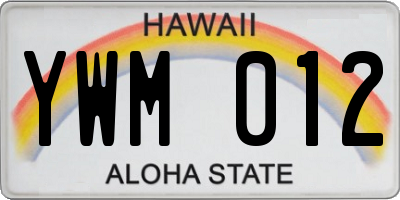 HI license plate YWM012
