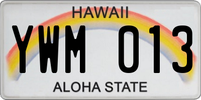 HI license plate YWM013