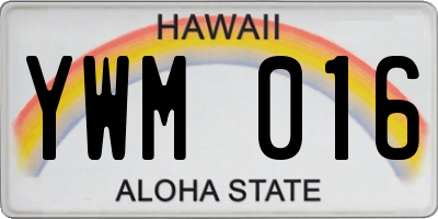 HI license plate YWM016