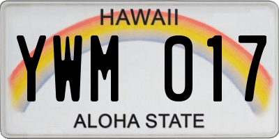 HI license plate YWM017