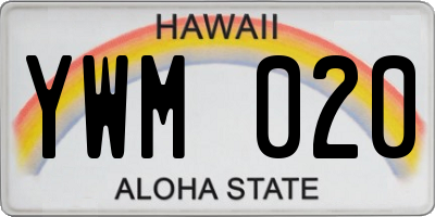 HI license plate YWM020