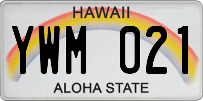 HI license plate YWM021