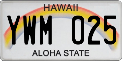 HI license plate YWM025
